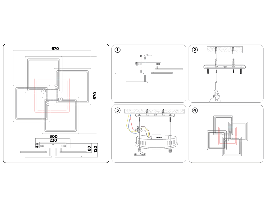 FA537/4 WH белый 148W 670*670*120 (ПДУ РАДИО 2.4)